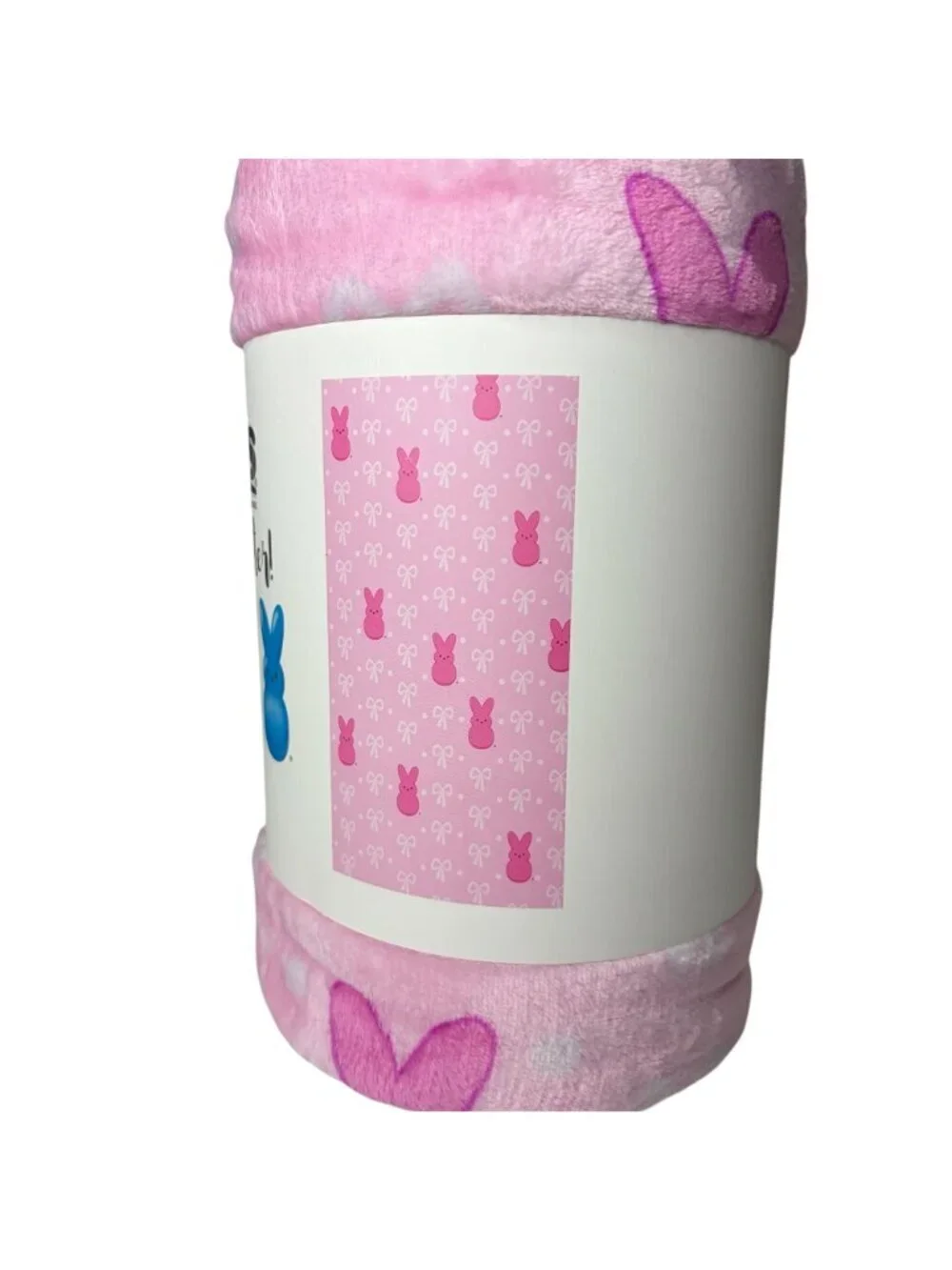 Peeps Brand Happy Easter Plush Throw Blanket 50x60 Pink Bunny Bows Pattern New